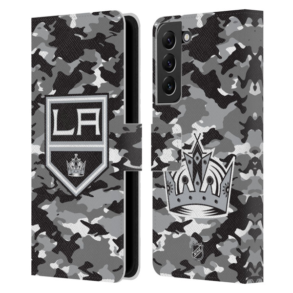 NHL Los Angeles Kings Camouflage Leather Book Wallet Case Cover For Samsung Galaxy S22+ 5G