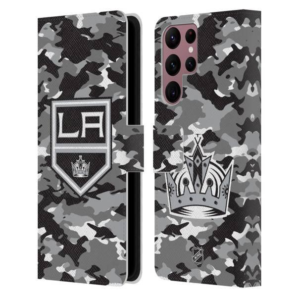 NHL Los Angeles Kings Camouflage Leather Book Wallet Case Cover For Samsung Galaxy S22 Ultra 5G