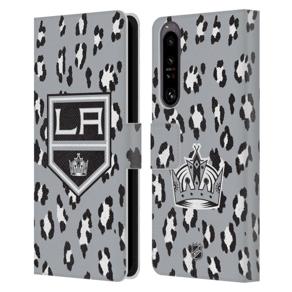 NHL Los Angeles Kings Leopard Patten Leather Book Wallet Case Cover For Sony Xperia 1 IV