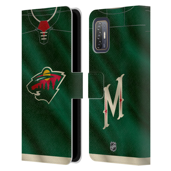 NHL Minnesota Wild Jersey Leather Book Wallet Case Cover For HTC Desire 21 Pro 5G