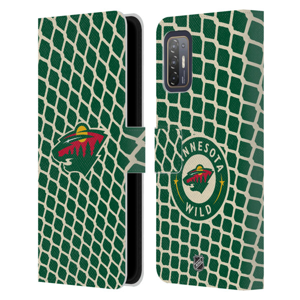 NHL Minnesota Wild Net Pattern Leather Book Wallet Case Cover For HTC Desire 21 Pro 5G
