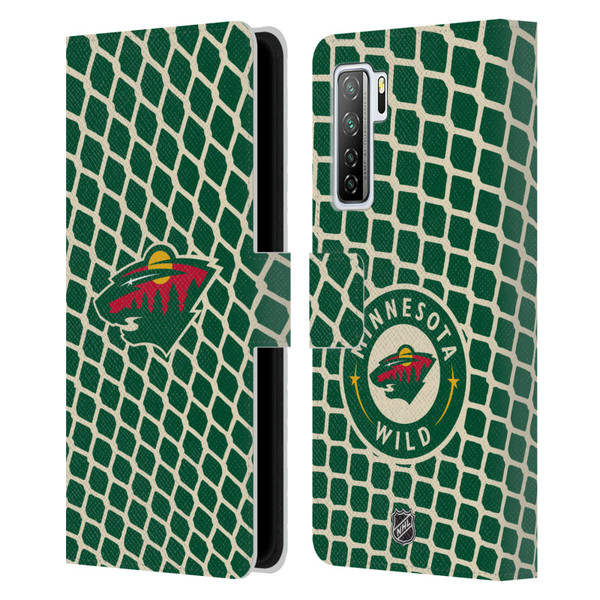 NHL Minnesota Wild Net Pattern Leather Book Wallet Case Cover For Huawei Nova 7 SE/P40 Lite 5G