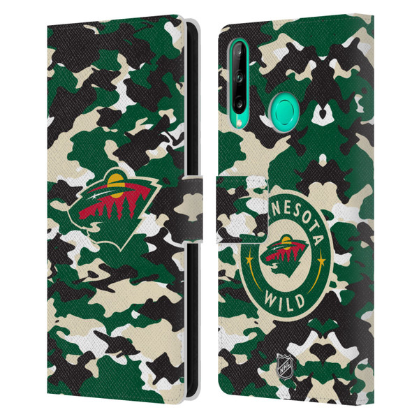 NHL Minnesota Wild Camouflage Leather Book Wallet Case Cover For Huawei P40 lite E