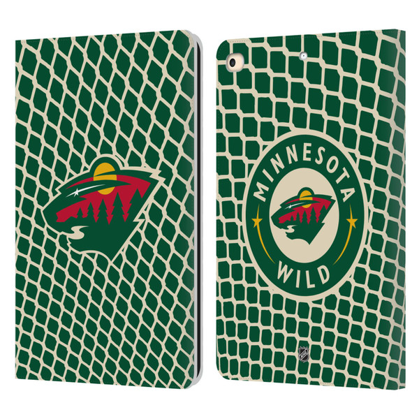 NHL Minnesota Wild Net Pattern Leather Book Wallet Case Cover For Apple iPad 9.7 2017 / iPad 9.7 2018
