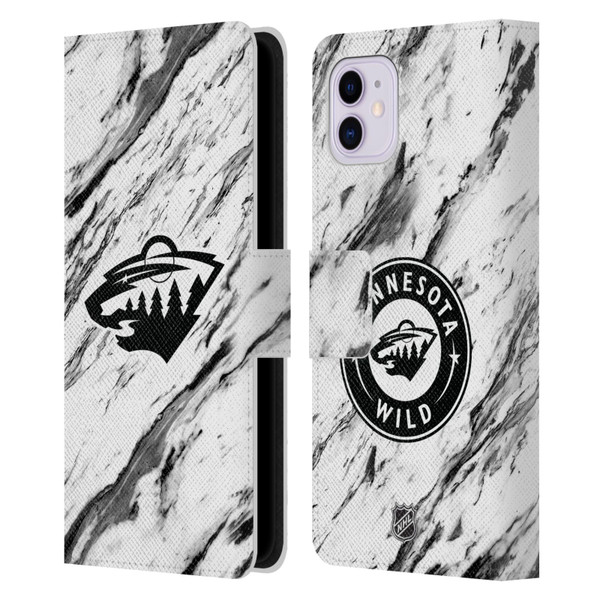 NHL Minnesota Wild Marble Leather Book Wallet Case Cover For Apple iPhone 11