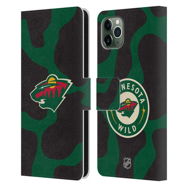 NHL Minnesota Wild Cow Pattern Leather Book Wallet Case Cover For Apple iPhone 11 Pro Max