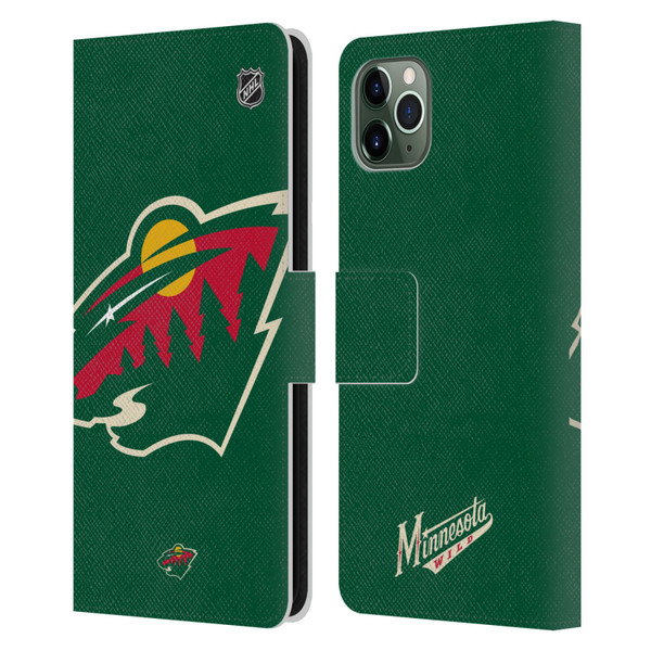 NHL Minnesota Wild Oversized Leather Book Wallet Case Cover For Apple iPhone 11 Pro Max