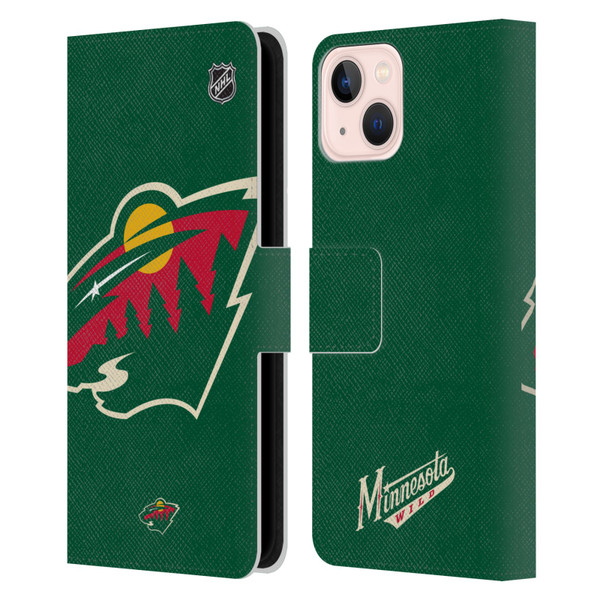 NHL Minnesota Wild Oversized Leather Book Wallet Case Cover For Apple iPhone 13