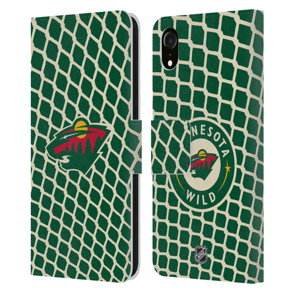 NHL Minnesota Wild Net Pattern Leather Book Wallet Case Cover For Apple iPhone XR