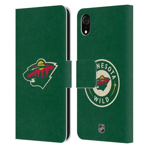 NHL Minnesota Wild Plain Leather Book Wallet Case Cover For Apple iPhone XR