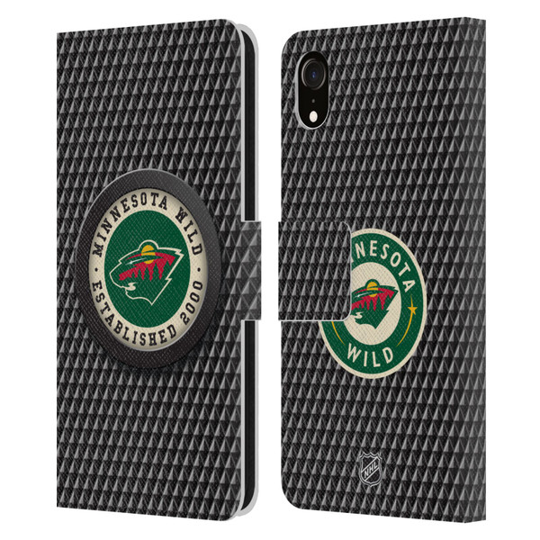 NHL Minnesota Wild Puck Texture Leather Book Wallet Case Cover For Apple iPhone XR