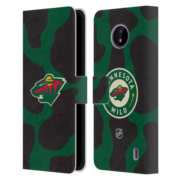 NHL Minnesota Wild Cow Pattern Leather Book Wallet Case Cover For Nokia C10 / C20