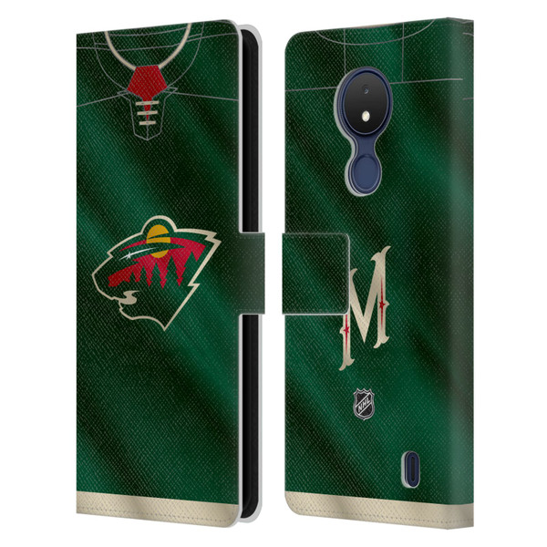 NHL Minnesota Wild Jersey Leather Book Wallet Case Cover For Nokia C21