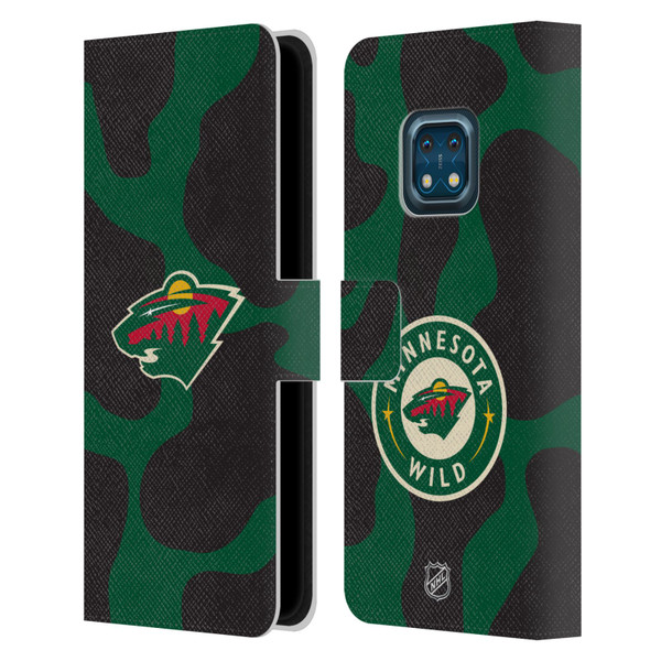NHL Minnesota Wild Cow Pattern Leather Book Wallet Case Cover For Nokia XR20