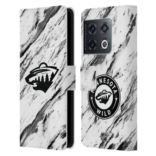 NHL Minnesota Wild Marble Leather Book Wallet Case Cover For OnePlus 10 Pro