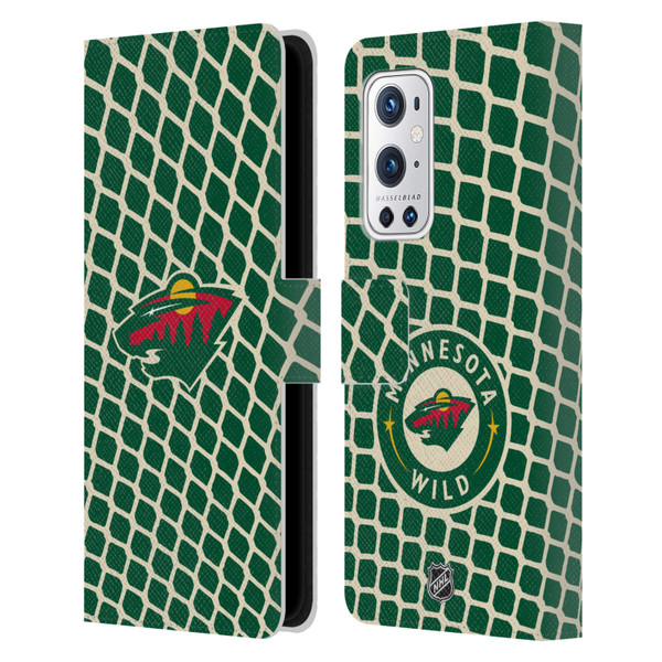 NHL Minnesota Wild Net Pattern Leather Book Wallet Case Cover For OnePlus 9 Pro