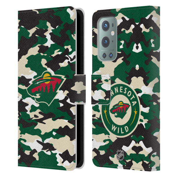NHL Minnesota Wild Camouflage Leather Book Wallet Case Cover For OnePlus 9
