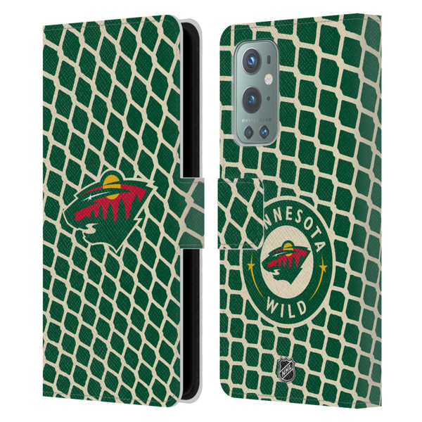 NHL Minnesota Wild Net Pattern Leather Book Wallet Case Cover For OnePlus 9