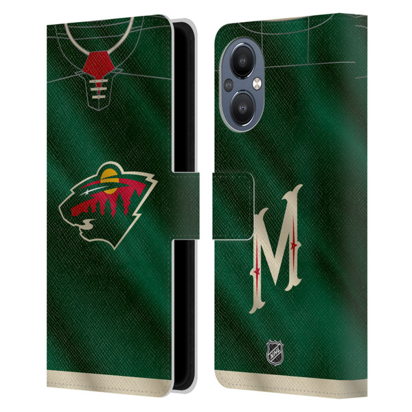 NHL Minnesota Wild Jersey Leather Book Wallet Case Cover For OnePlus Nord N20 5G