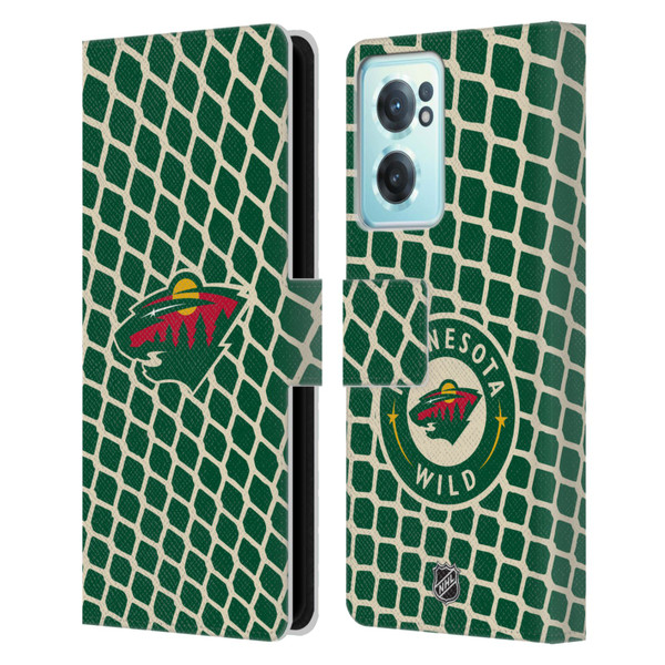 NHL Minnesota Wild Net Pattern Leather Book Wallet Case Cover For OnePlus Nord CE 2 5G