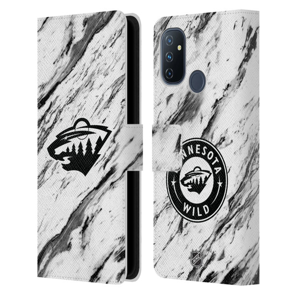 NHL Minnesota Wild Marble Leather Book Wallet Case Cover For OnePlus Nord N100