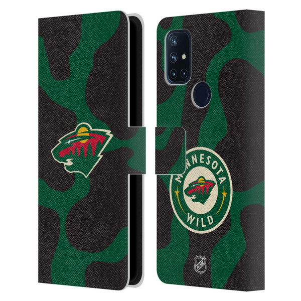 NHL Minnesota Wild Cow Pattern Leather Book Wallet Case Cover For OnePlus Nord N10 5G