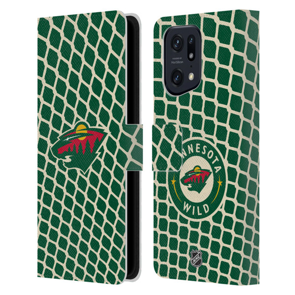 NHL Minnesota Wild Net Pattern Leather Book Wallet Case Cover For OPPO Find X5 Pro