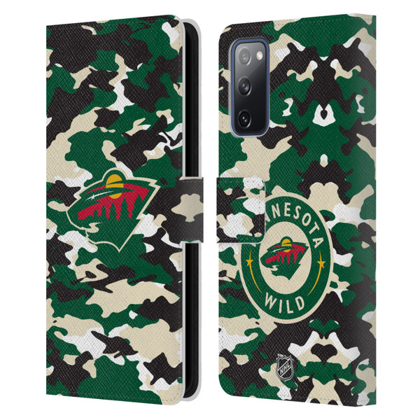 NHL Minnesota Wild Camouflage Leather Book Wallet Case Cover For Samsung Galaxy S20 FE / 5G