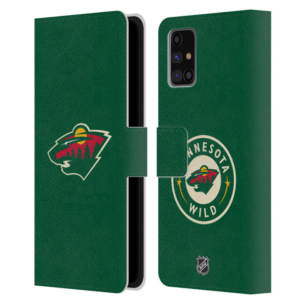 NHL Minnesota Wild Plain Leather Book Wallet Case Cover For Samsung Galaxy M31s (2020)