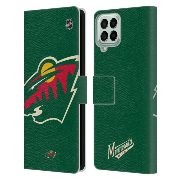 NHL Minnesota Wild Oversized Leather Book Wallet Case Cover For Samsung Galaxy M33 (2022)