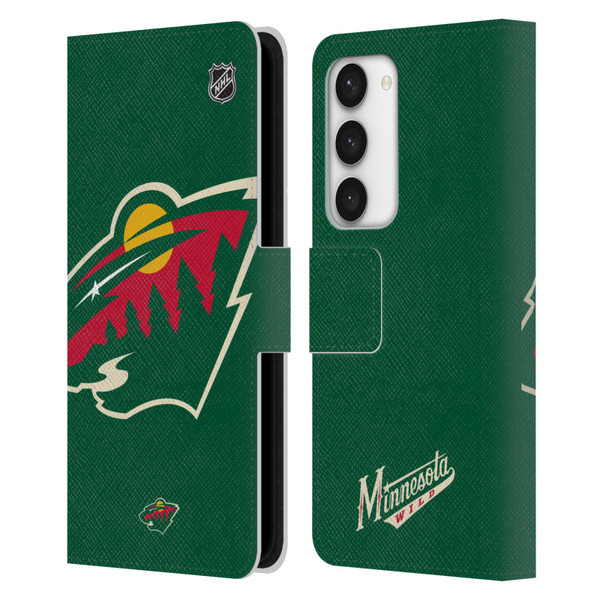 NHL Minnesota Wild Oversized Leather Book Wallet Case Cover For Samsung Galaxy S23 5G