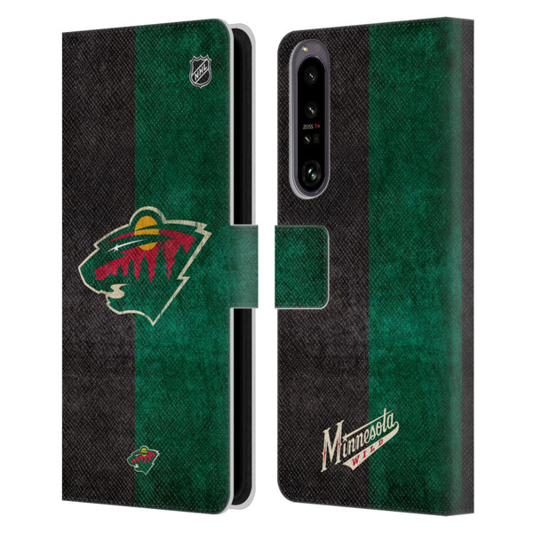 NHL Minnesota Wild Half Distressed Leather Book Wallet Case Cover For Sony Xperia 1 IV
