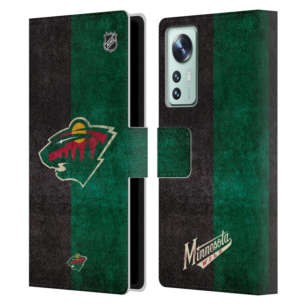 NHL Minnesota Wild Half Distressed Leather Book Wallet Case Cover For Xiaomi 12