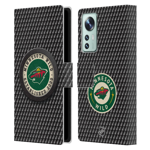 NHL Minnesota Wild Puck Texture Leather Book Wallet Case Cover For Xiaomi 12