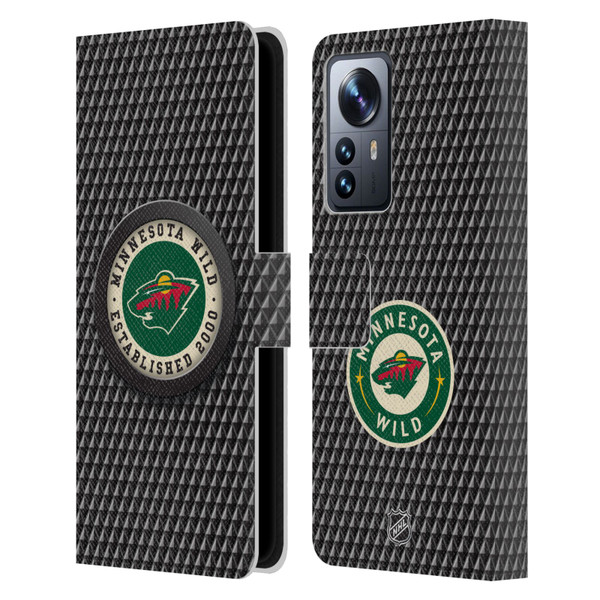 NHL Minnesota Wild Puck Texture Leather Book Wallet Case Cover For Xiaomi 12 Pro