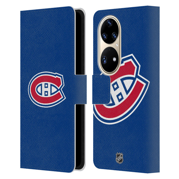 NHL Montreal Canadiens Plain Leather Book Wallet Case Cover For Huawei P50 Pro