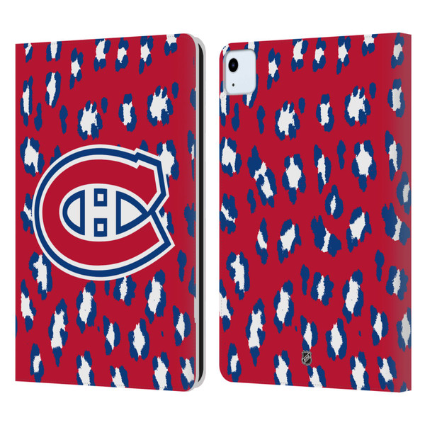 NHL Montreal Canadiens Leopard Patten Leather Book Wallet Case Cover For Apple iPad Air 11 2020/2022/2024