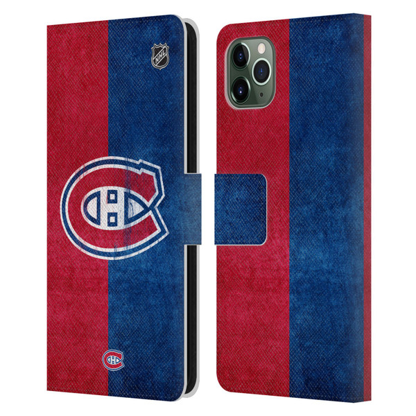 NHL Montreal Canadiens Half Distressed Leather Book Wallet Case Cover For Apple iPhone 11 Pro Max