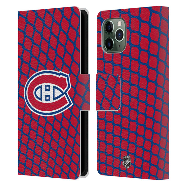 NHL Montreal Canadiens Net Pattern Leather Book Wallet Case Cover For Apple iPhone 11 Pro