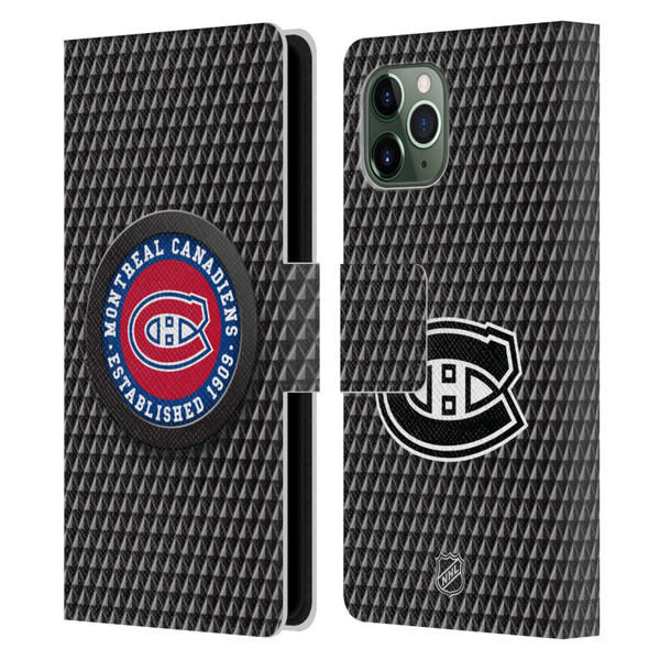 NHL Montreal Canadiens Puck Texture Leather Book Wallet Case Cover For Apple iPhone 11 Pro