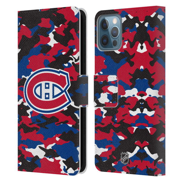NHL Montreal Canadiens Camouflage Leather Book Wallet Case Cover For Apple iPhone 12 / iPhone 12 Pro