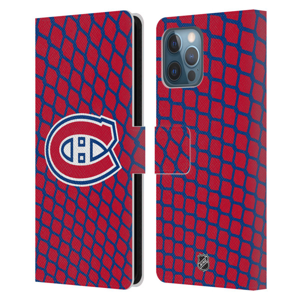 NHL Montreal Canadiens Net Pattern Leather Book Wallet Case Cover For Apple iPhone 12 Pro Max