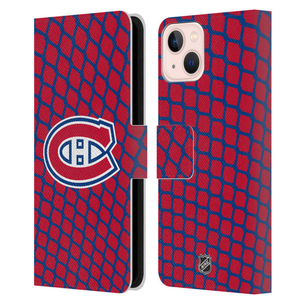 NHL Montreal Canadiens Net Pattern Leather Book Wallet Case Cover For Apple iPhone 13