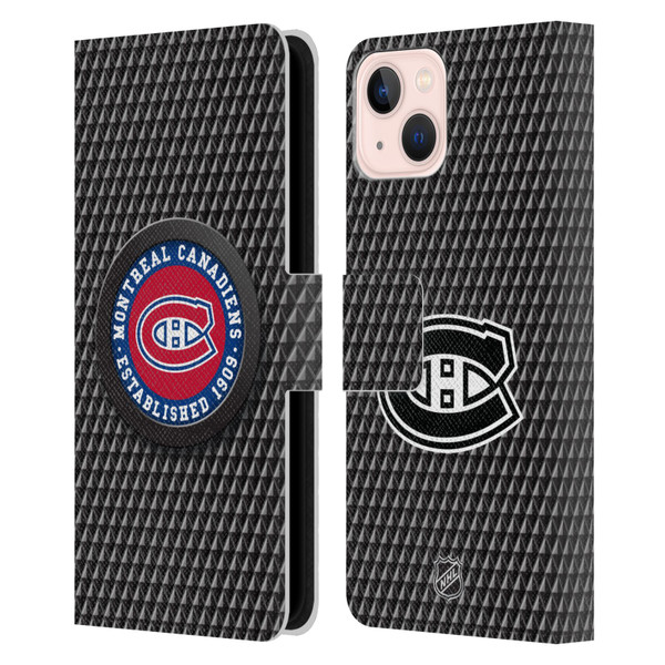 NHL Montreal Canadiens Puck Texture Leather Book Wallet Case Cover For Apple iPhone 13