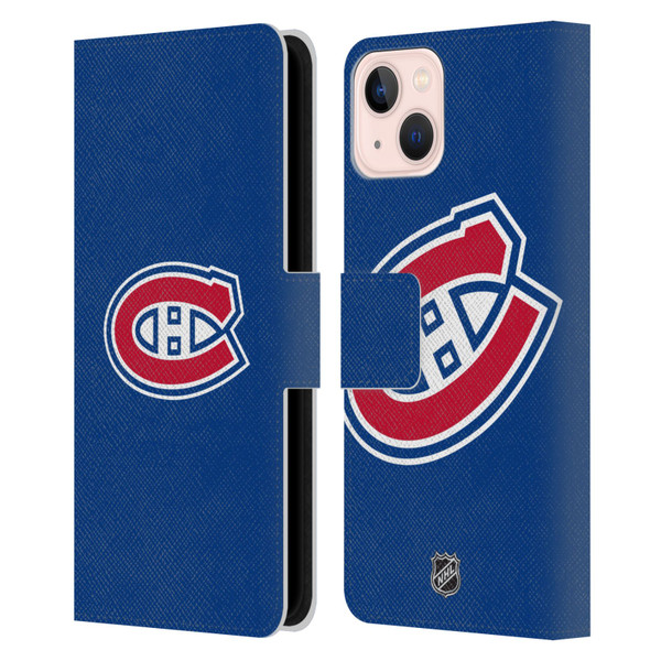 NHL Montreal Canadiens Plain Leather Book Wallet Case Cover For Apple iPhone 13