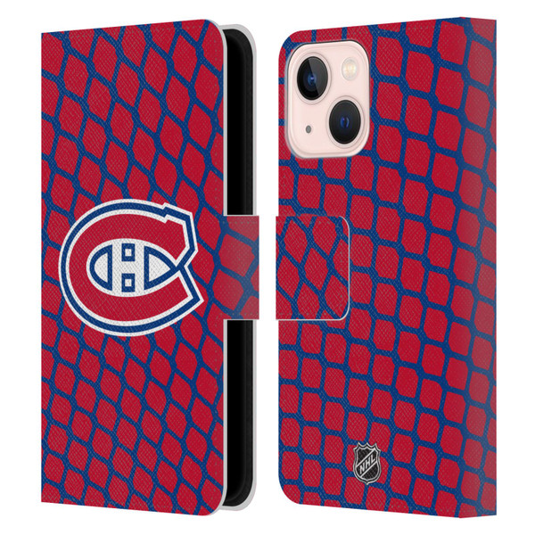 NHL Montreal Canadiens Net Pattern Leather Book Wallet Case Cover For Apple iPhone 13 Mini