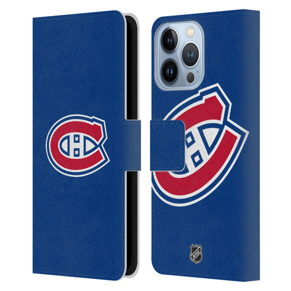 NHL Montreal Canadiens Plain Leather Book Wallet Case Cover For Apple iPhone 13 Pro