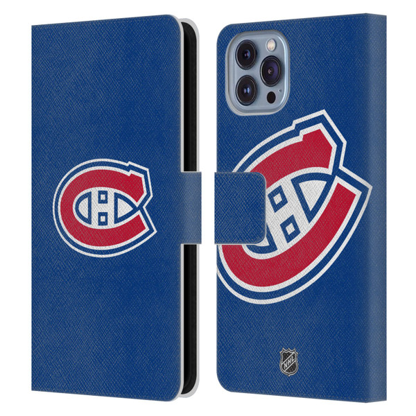 NHL Montreal Canadiens Plain Leather Book Wallet Case Cover For Apple iPhone 14