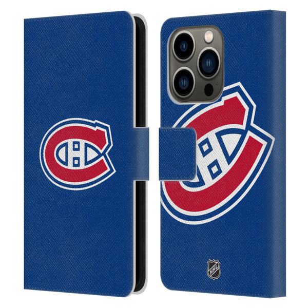 NHL Montreal Canadiens Plain Leather Book Wallet Case Cover For Apple iPhone 14 Pro