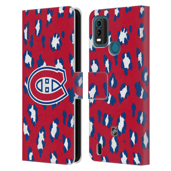 NHL Montreal Canadiens Leopard Patten Leather Book Wallet Case Cover For Nokia G11 Plus